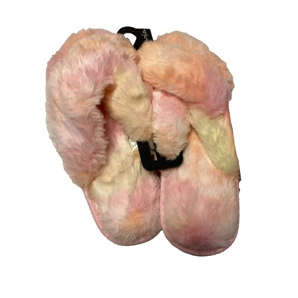 wonder nation girls fuzzy sandal open toe slippers with‎ hard sole size 4 5